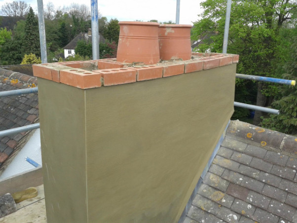 K.W.S. chimney stack renovations bell bead corner bead new render